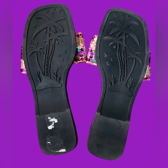 Jubilee Flat Sequined and Beaded Band Slip on Sandals Size 7 1/2 - Picture 3 of 3